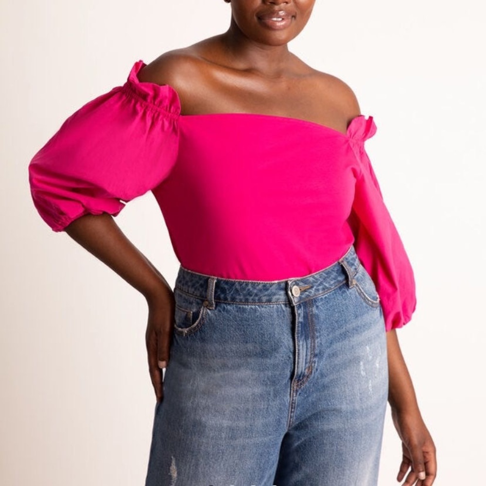 Eloquii hot pink off the shoulder top size 20